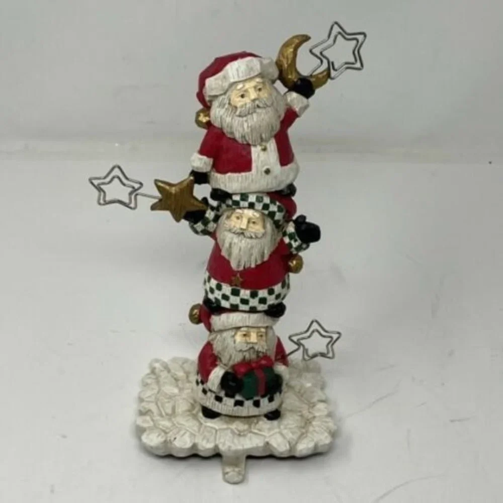 Christmas Stocking Holder Stacked Santa Claus Mantel Shelf Metal‎ Hook Photo